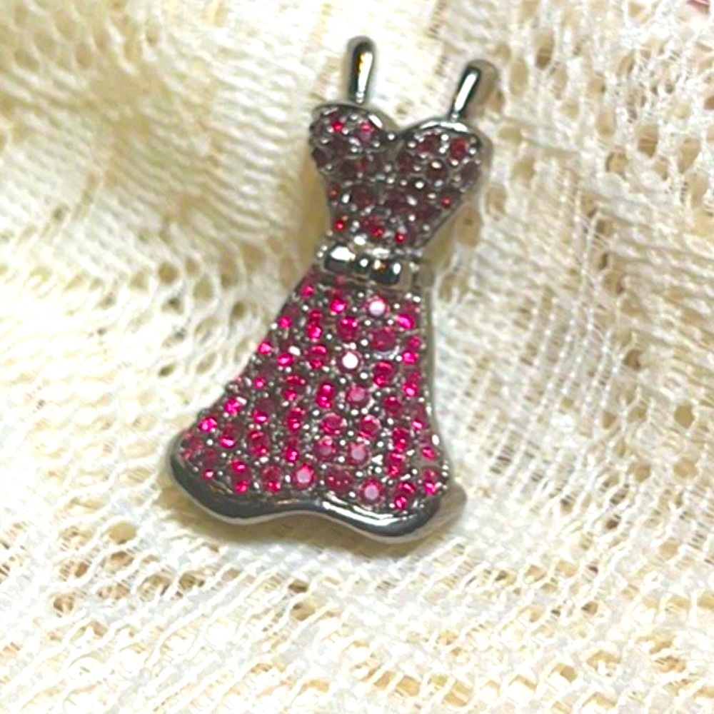 Swarovski crystals pin brooch dress pink silver